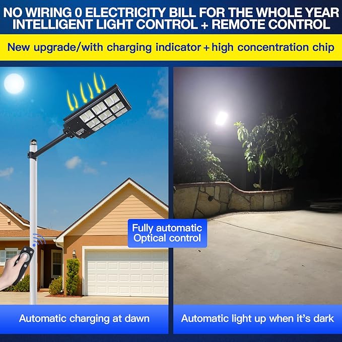 Solar Street Lights Outdoor IP67 Waterproof Wall-Mounted LED Flood Light with Motion Sensor &amp Remote Control - Auto Dusk to Dawn Security Lighting for Patio Garden Garage Courtyard