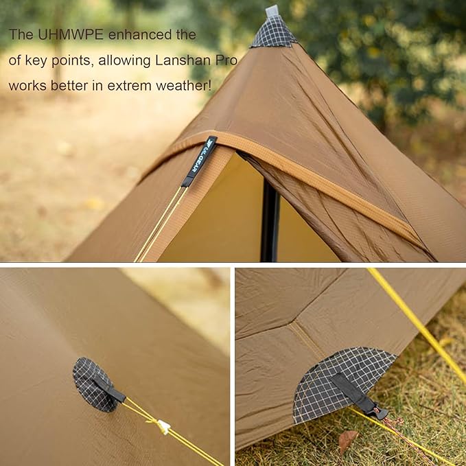 3F UL GEAR Lanshan 1 pro Tent Outdoor 1 Person Ultralight Camping Tent 3 Season Professional 20D Silnylon Rodless Camping Tent Waterproof Backpacking Tent for Camping Hiking Trekking(Gray)
