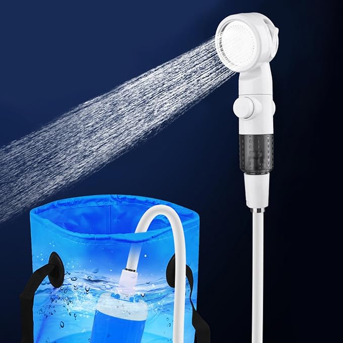 4000mAh Rechargeable Shower Pumps High Flows Compacts Design for Camping Travel and Dorm Use