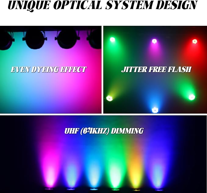 Outdoor Waterproof Par Lights IP65 Stage Light LED Uplights with DMX512 Sound Activated DJ Lighting for Christmas Event Party Wedding Disco (1 6 Colors Mixed)