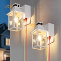 2 Pack White Porch Lights with GFCI Outlet Dusk to Dawn Motion Sensor Outdoor Lighting Waterproof Exterior Wall Sconces for House Front Door and Garage