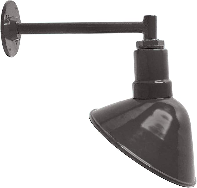 Steel Lighting Co. Venice Store Sign Light | for Outdoor Restaurant Accent Wall | 9 inch Dome | 11 inch Straight Arm | Farmhouse Warehouse Style Made in America | Dark Bronze Exterior/White Interior