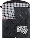 ShinHye Double Sleeping Bag for Adults with 2 Pillows Camping Sleeping Bags Flannel Cotton 2 Person Sleeping Bags XXL Queen Size Sleeping Bag for Cold Weather