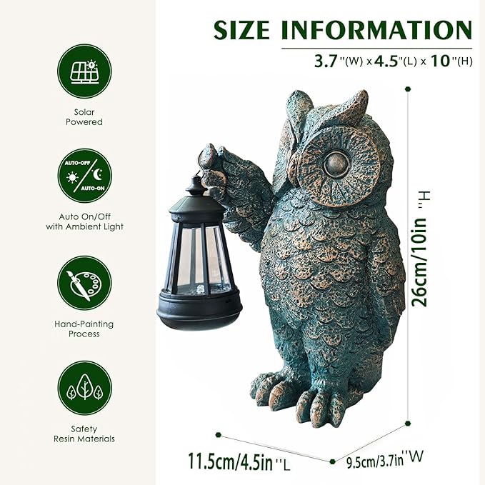 Garden Statues Outdoor owl Figurines Decorated with Solar Lights Unique Christmas Birthday Gifts for Moms Grandmas Women Wives Sisters