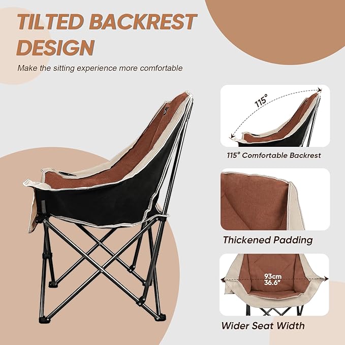 Northroad Oversized Foldable Camping Chair Outdoor Padded Lawn Chair w/Cup HolderCarry Bag for Beach Hiking and PicnicsHeavy-Duty 300-lbs Capacity Purple