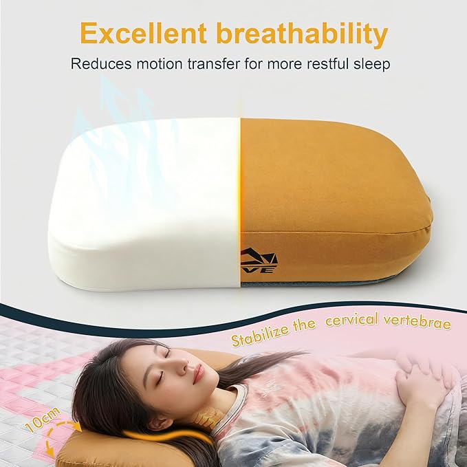 Thick Camping Memory Foam Pillow Compressible &amp Ultralight Travel Pillow for Backpacking - Ergonomic Neck &amp Lumbar Support for Side Sleepers Compact for Hiking Car Airplane