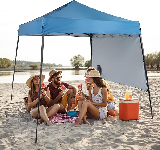 1.8 * 1.8m Beveled Oxford Cloth Black Plastic Sprayed Iron Pipe with One Side Cloth Backpack Storage Bag Folding Shed Sky Blue