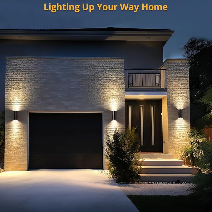 wowlite Outdoor Wall Light Exterior Lighting Matte Black Waterproof Wall Mount Cylinder Design Up Down Light Fixture for Porch Backyard and Patio 1 Pack