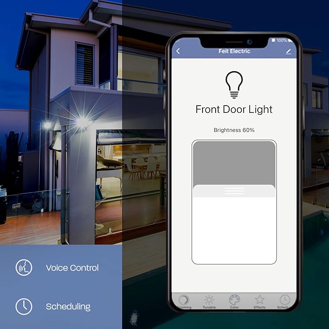 Feit Electric Smart Outdoor Flood Lights with Motion Sensor 28W LED WiFi Security Light with Dusk to Dawn Compatible with Alexa and Hey Google Tunable White 2 Head Hardwired S9DFL/CCT/MOT/WH/AG