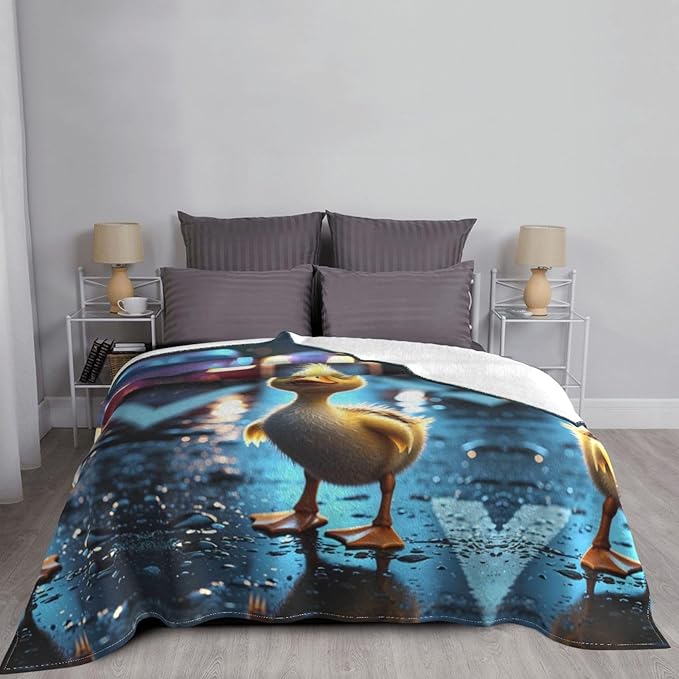The Duckling 60x50 Printed Soft Fleece Blanket for Sofa Bed and Camping - Cozy Blanket for Travel Picnics Nighttime Use
