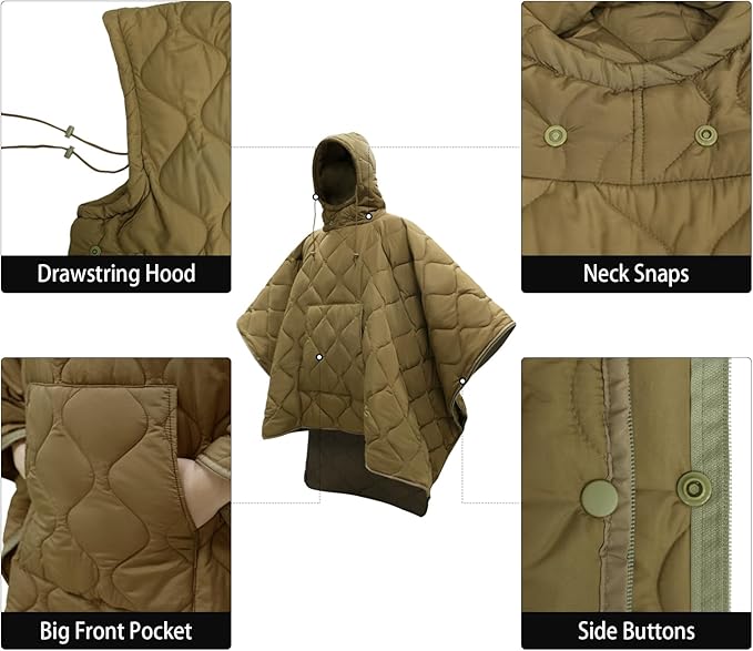 LOOGU Camo Blanket Waterproof Insulation Poncho Liner for Outdoor Camping Hiking Hunting Survival Backpacking Picnicking