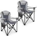 KingCamp Oversized Camping Folding Chair with Lumbar Support Heavy Duty Ergonomic Padded Arm Chair with Cooler Bag Cup Holder Portable for Outdoor