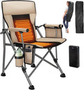 Heated Camping Chair with 20000 mAh Battery Loog-Lasting for 500 Mins Fully Padded Heated Camp Chairs Heavy Duty Folding Chairs Supports 500 lbs for Winter Camping Picnics Tailgating RV Travel