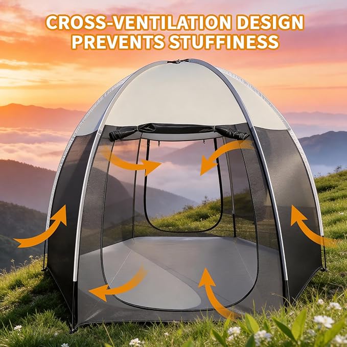 Screen House Tent Portable Canopy with Floor Mosquito Net Outdoor Room Perfect for Patio Backyard Gazebo Picnic Mesh.