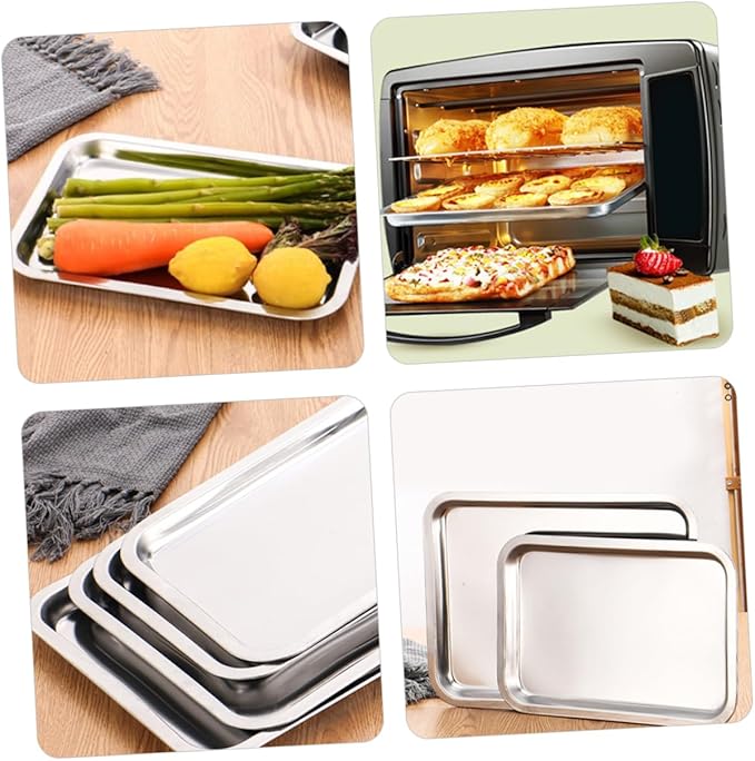 Amosfun 4Pcs Stainless Steel Plates Dinner Dishes for Self Feeding for Outdoor Camping Picnic Dishwasher Fun Design