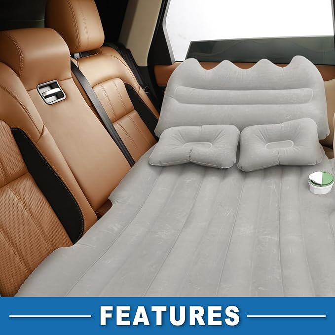 Car Air Mattress Sleeping Mat Comfortable 50.39x30.31x5.91 Back Seat Bed Camping Air Mattress Bed with Pillows for Car SUV