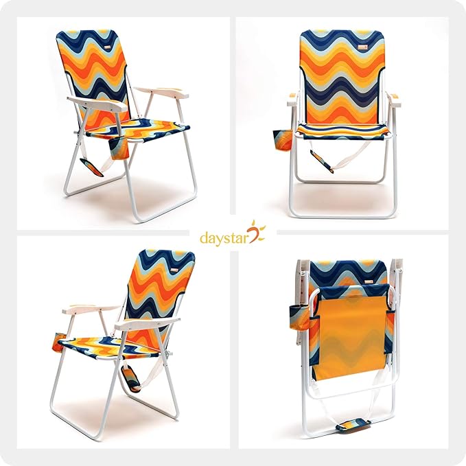 SUNNYFEEL Tall Folding Lawn Beach Chair Lightweight Portable Sand Chair for Adults Heavy Duty 300 LBS with Cup Holders Foldable Camping Lawn Chairs for Camp/Outdoor/Travel/Picnic/Concert/Sports