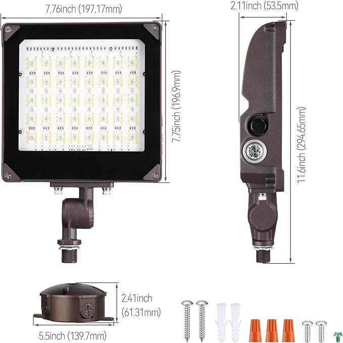 LEONLITE Smart RGB 100W LED Flood Light with Knuckle Bluetooth Connection APP Control Commercial Area Lighting for Outdoor Decorations 3000K-5000K Dimmable 100-277V IP65 Waterproof Pack of 2