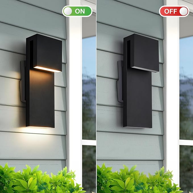 Modern Porch Lights with 2 PackOutdoor Indoor Integrated LED Wall Lights2-Light Total 17W3000K Textured Black FinishOutside Lights Waterproof for House Front Door Patio Garage