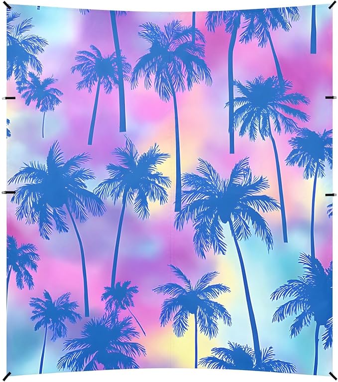Beach Tent Sun Shelter Cool Blue Coconut Tree Lightweight &amp Easy Setup Beach Shade Canopy for Camping Fishing
