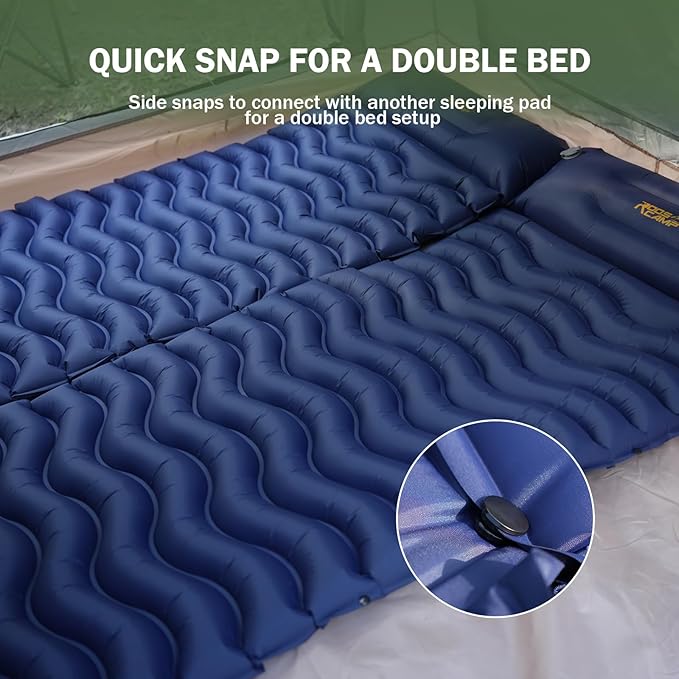 Ultralight Sleeping Pad with Pillow– Inflatable Camping Mat for Backpacking Traveling and Hiking Compact and Portable (Green)