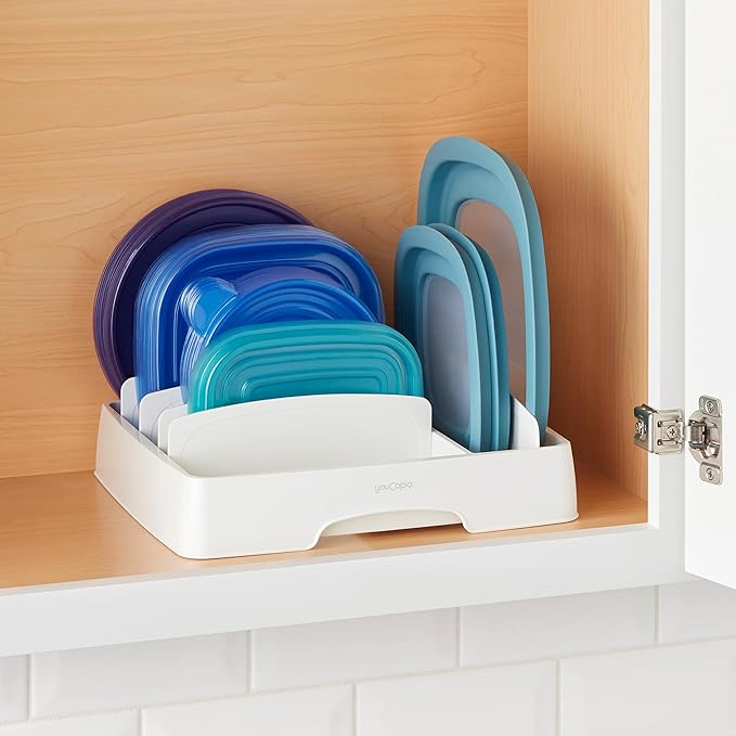 YouCopia StoraLid Adjustable Food Container Lid Organizer for Kitchen Cabinet Storage Medium Classic Edition