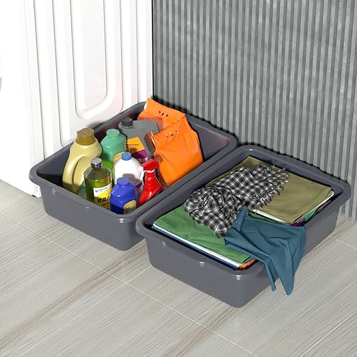 6 Packs 24 L Plastic Commercial Plastic Bus Tub Food Service Bus Tub Gray
