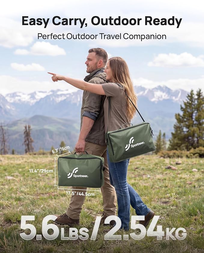 Sportneer Camping Cot 31.5'' Extra Wide Army Green Compact Folding Cot with Side Pocket &amp Carry Bag Lightweight Portable Outdoor Bed for Adults Camping Home Travel
