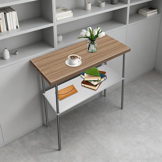 Eapmic Undershelf for Work Tables Adjustable Lower Shelf Stainless Steel Bottom Shelf Add for Commercial Prep Table Restaurant Kitchen Bakery Garage Workshop Use (57.09x21.65in)