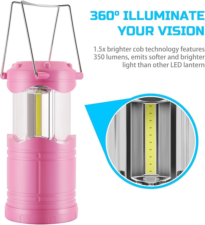 Lichamp LED Camping Lantern 4 Pack Battery Powered Flashlight for Power Outages Portable Collapsible Hanging Light Essential for Home Outdoor Emergency Lamp Survival Kit Gear for Hurricane C1
