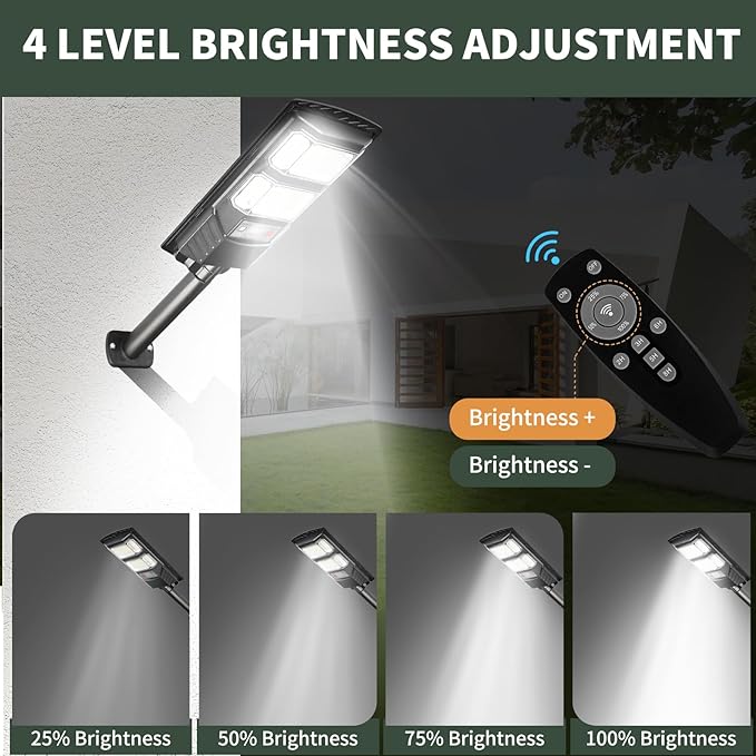 Solar Street Lights Outdoor Waterproof: 2 Pack LED Solar Dusk to Dawn Flood Light Outside 10000 Lumen Solar Powered Security Exterior Wall Mount Lamp Motion Sensor Remote Control for Yard Parking