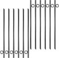 12 Pack 17 Inch Rebar Stakes Heavy Duty Ground Anchors with Loop 3/8 Thick Black Steel Tent Stakes for Trampoline Fencing Camping &amp Trees Rust Resistant Metal Spikes