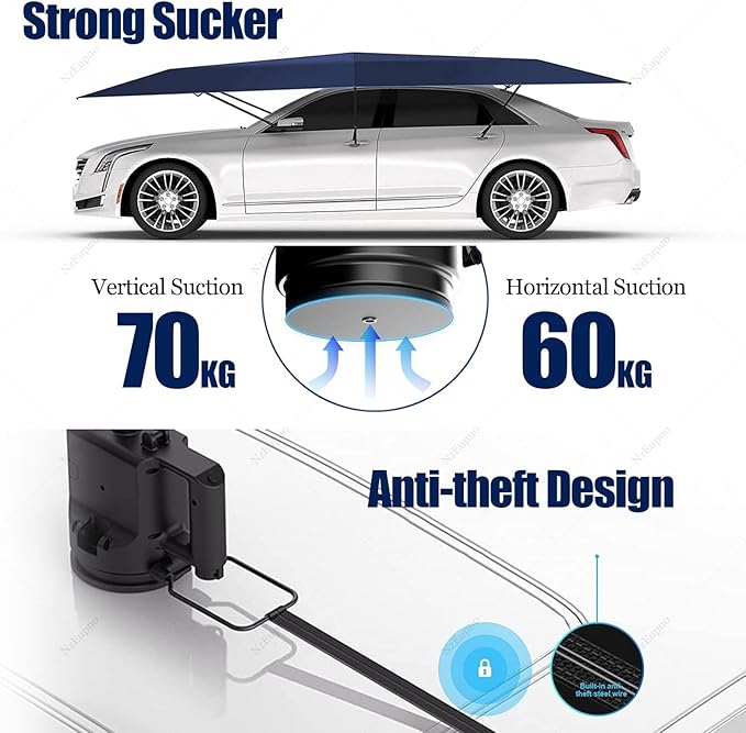 Portable Automatic Car Cover Umbrella Outdoor Car Tent Remote Control Car Roof Top Canopy Car Shelter Sunshade Universal Auto Protection Blue-4.6m
