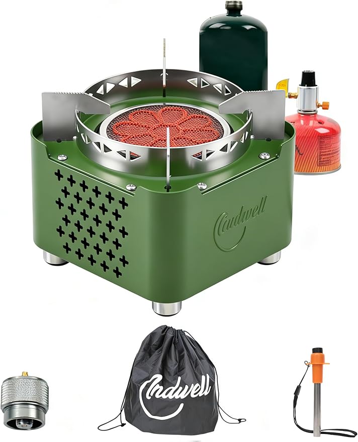 Indwell Infrared Propane Camping Stove - CSA Certified Portable Gas Stove with 23inch Extended Hose &amp Piezo Ignition Windproof Single Burner for Backpacking Hiking Fishing &amp Emergency Prepa