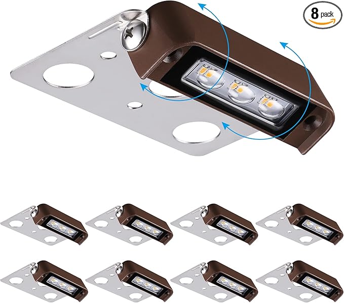 LEONLITE 8-Pack Premium Series 4 Inch 2W LED Retaining Wall Lights Swivel Hardscape Lighting Low Voltage LED Landscape Lights 12V Hardscape Paver Light Outdoor Step Light 5000K Daylight ETL
