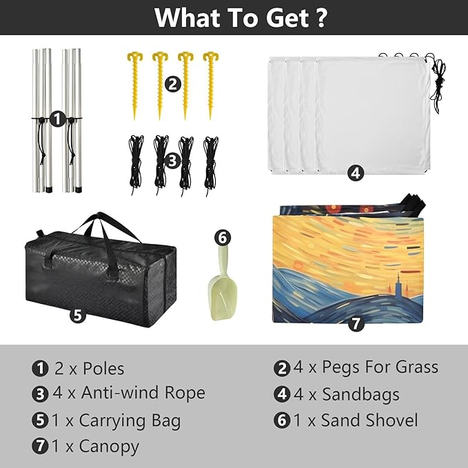 Starry Sky CatCamping Sun Shelters 9.2 x 10.5 FT Beach Canopy Tent Sun Shade with Carrying Bag for Camping Trips Fishing Backyard Fun or Picnics 21340169