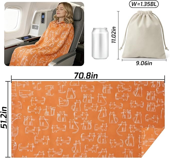 Travel Blanket Airplane - Ultra Soft &amp Lightweight Knit Design Compact Airplane Blanket53x72 InchStylish Travel Shawl Wraps for FlightsOfficeHome UseTravel Essentials &amp Gifts