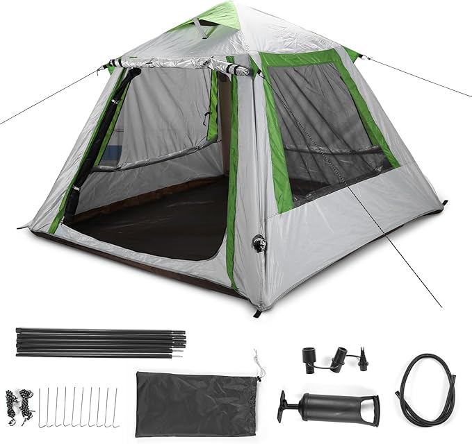 2-3 Person Automatic Inflatable Camping Tent Quick Setup Instant Cabin Tents Oxford Waterproof Inflatable House Tent with Mesh Windows for Adults Scouts