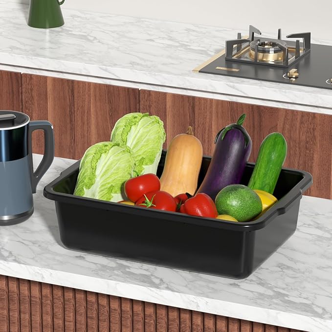 13 Liter Commercial Tote Box 12-Pack Plastic Bus Tubs Bus Boxes Black Dishwashing Tub