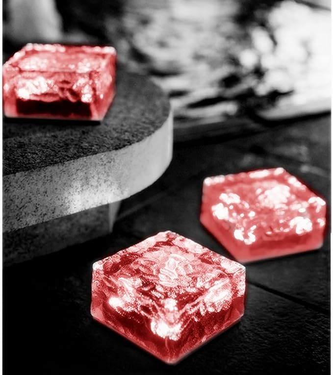 Outdoor 4 Pack Ice Cube Bricks Rocks Lights Solar Powered LED In Ground Pathways Patio Yard Garden Glow Lights Decor