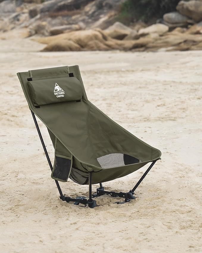 ONETIGRIS Dragonhide Oversized Camping Chair with Pillow Design Comfortable Widened Seat Folding 275 lbs Capacity