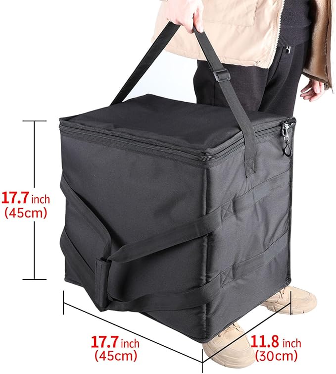 Insulated Heated Delivery Bag with Handle - Portable Microwave Food Warmer Collapsable Grocery Boxes - Picnic Lunch Pizza Container for Food Transport