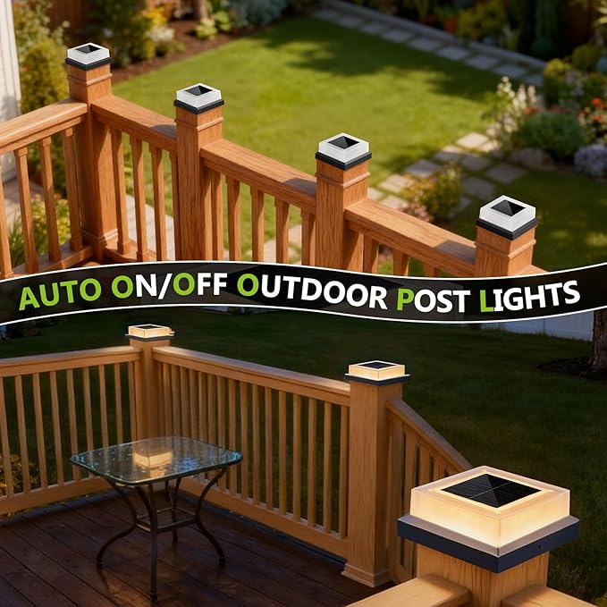 4x4 Solar Post Cap Lights 12pack Fence Post Solar Lights Outdoor Waterproof with Warm White LightingBlack Waterproof Cap Post Lights fit 3.5x3.5/4x4 Wooden/Vinyl Posts