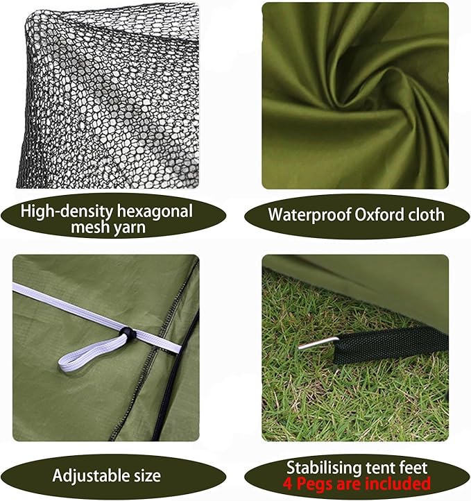 Portable Camping Tent with Double Door Design Folding Mosquito Net Shelter with Storage Bag Army Green