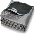 Large Outdoor Waterproof Blanket-Quilted Extra Thick Fleece Windproof Warm Includes Stuff Sack Shoulder Strap Machine Washable55x78-Grey