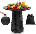 Upgraded Collapsible Stool with Table Top Portable Telescopic Seat Folding Stool for Camping Gardening Fishing Hiking BBQ Tabletop Diameter 19.7 inches