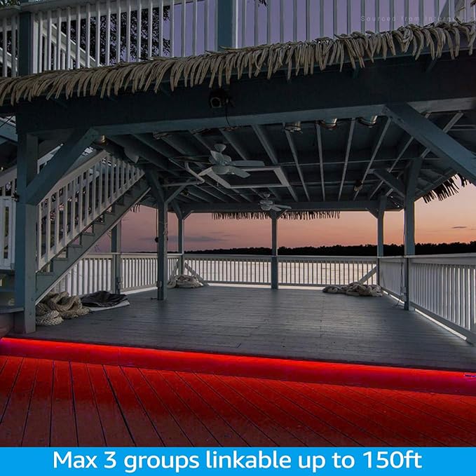 TORCHSTAR Premium 50ft LED Neon Rope Light Easter &amp Spring Decoration Outdoor IP67 Waterproof 120V UL Plug ETL Connectable Neon Light Strip for Shop Sign Max 3 Sets(150FT) Red Light