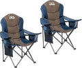 2 Pack Folding Camping Chairs Set of 2 for Adults High Back Padded Lawn Chairs Portable Outdoor Camp Chairs 400lbs CapacityBlue &amp Brown