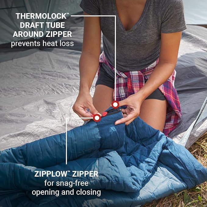 Coleman Kompact 20°F/30°F/40°F Sleeping Bag Cool-Weather Adult Sleeping Bag with Heat Retention Stuff Sack &amp Snag-Free Zipper Great for Camping Sleepovers Guests &amp More