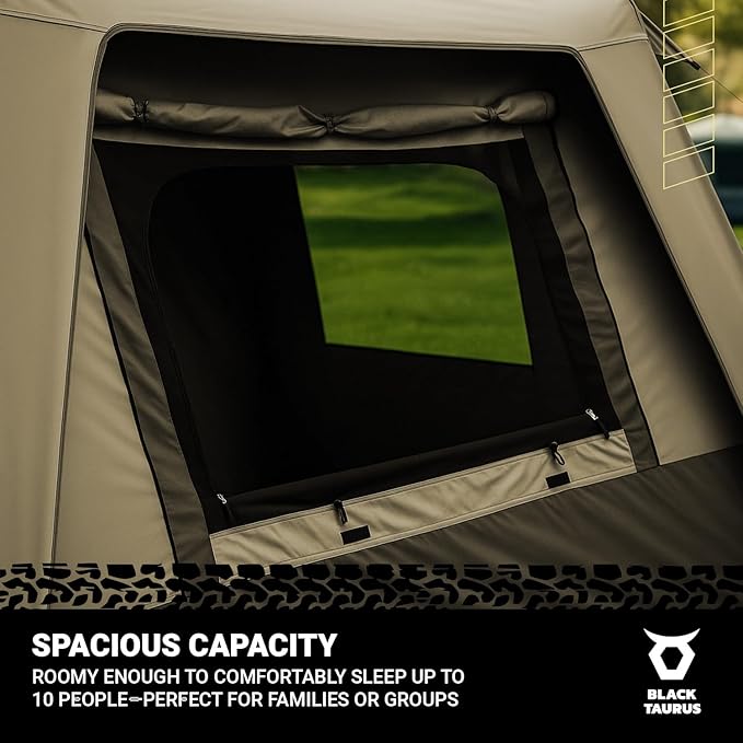 Turbo Heavy-Duty Camping Tent – Quick-Setup 4-Season Family Tent with Waterproof 150D Shell &amp Instant Frame – Choose Capacity (HD 300/HD 450) &amp Color